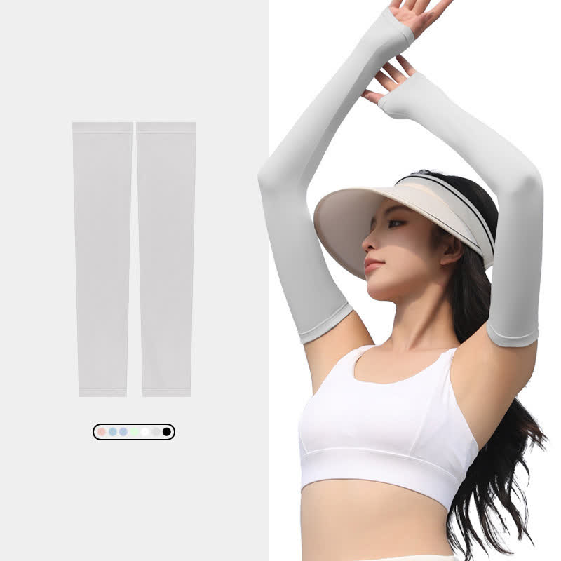 Sonnenschutz-Armstulpen aus Eisseide für Outdoor-Sport - Grau - XL - image 9