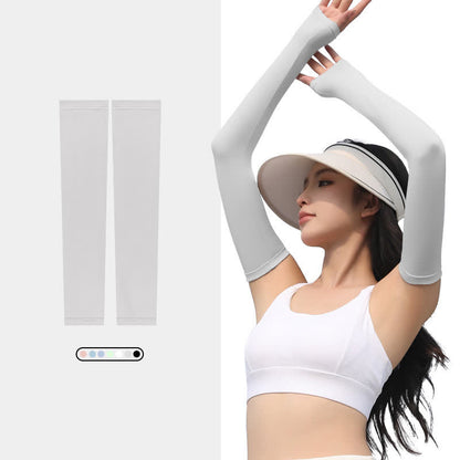 Sonnenschutz-Armstulpen aus Eisseide für Outdoor-Sport - Grau - XL - image 9