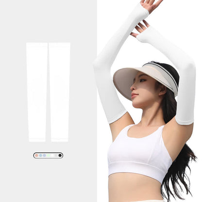 Sonnenschutz-Armstulpen aus Eisseide für Outdoor-Sport - Weiß - XL - image 2
