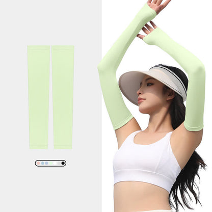 Sonnenschutz-Armstulpen aus Eisseide für Outdoor-Sport - Grün - XL - image 11