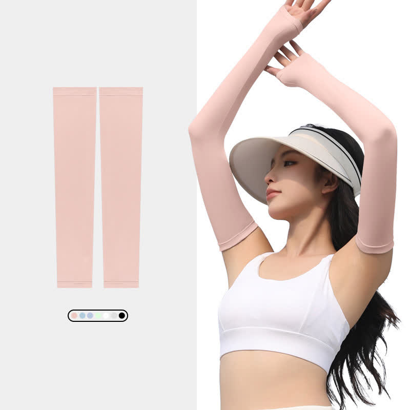 Sonnenschutz-Armstulpen aus Eisseide für Outdoor-Sport - Rosa - XL - image 4