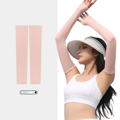 Sonnenschutz-Armstulpen aus Eisseide für Outdoor-Sport - Rosa - XL - image 4