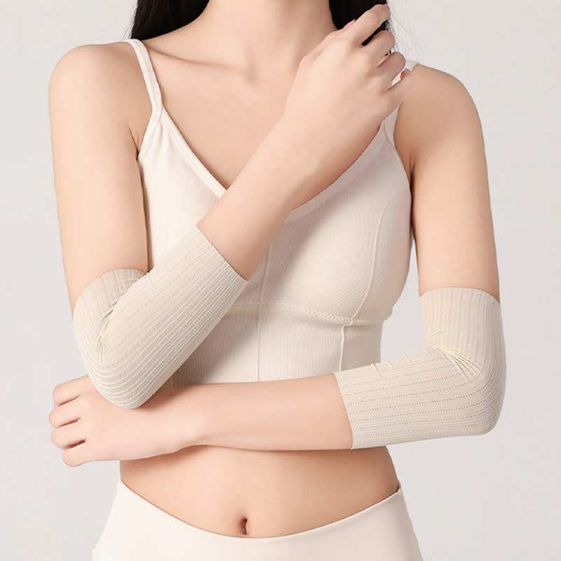 Nahtlose Armmanschetten aus Eisseide (2 Paar) - Beige - XL - image 10