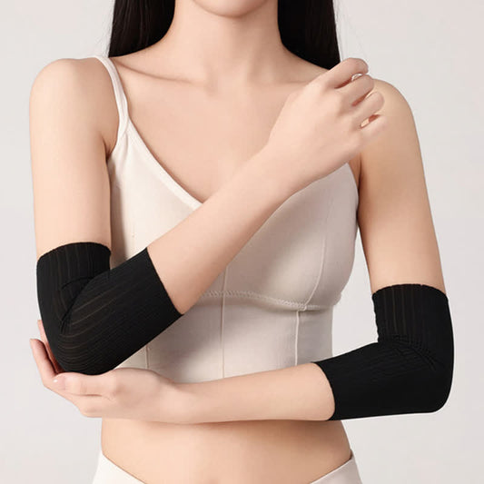 Nahtlose Armmanschetten aus Eisseide (2 Paar) - Schwarz - XL - image 0