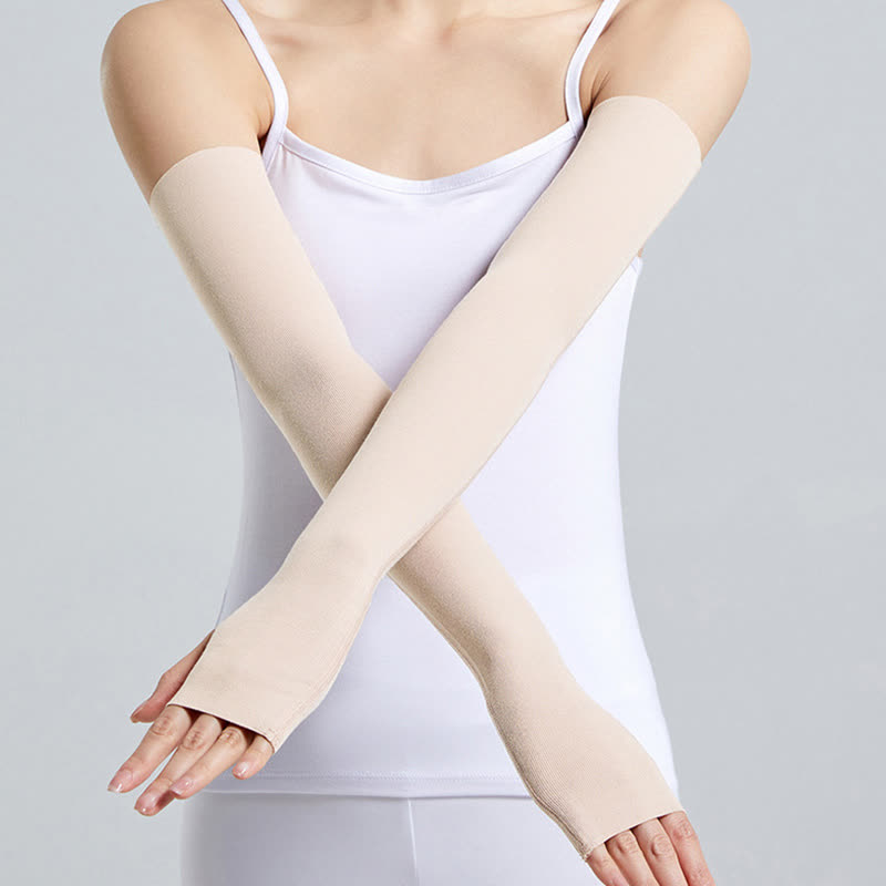 Lange Modal-Armstulpen mit Fingerschlaufen (2 Paar) - Beige - XL - image 7