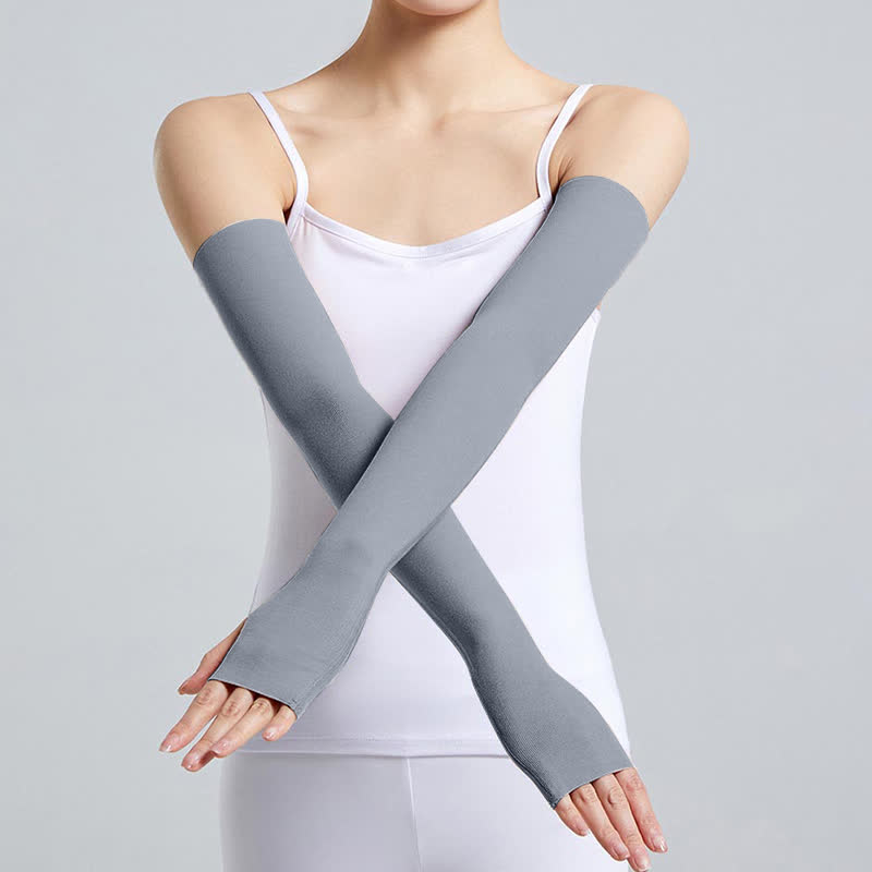 Lange Modal-Armstulpen mit Fingerschlaufen (2 Paar) - Dunkelgrau - XL - image 10