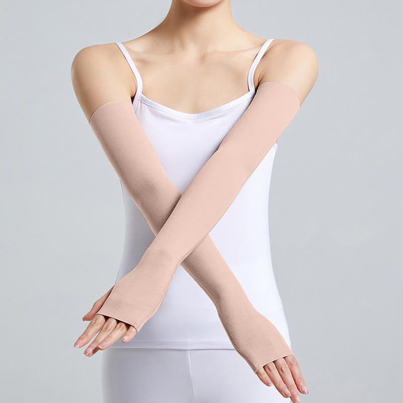 Lange Modal-Armstulpen mit Fingerschlaufen (2 Paar) - Nackt - XL - image 3
