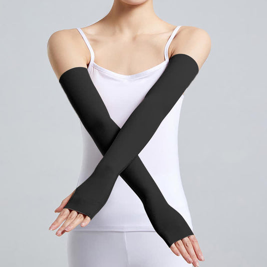 Lange Modal-Armstulpen mit Fingerschlaufen (2 Paar) - Schwarz - XL - image 0