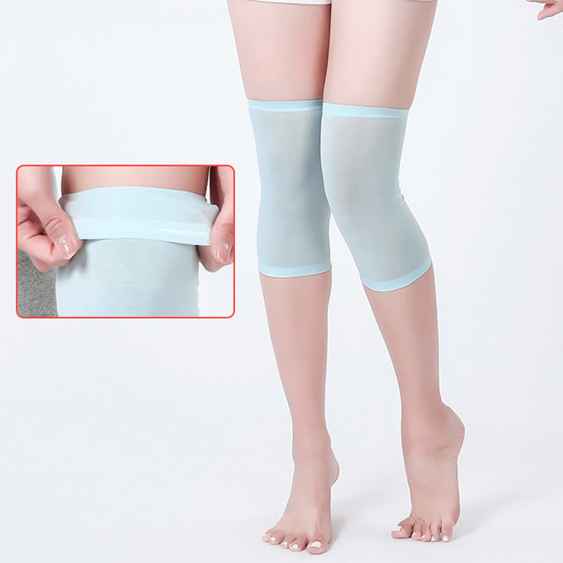 Rutschfeste, nahtlose Kniebandagen aus Maulbeerseide - Blau - XL - image 2
