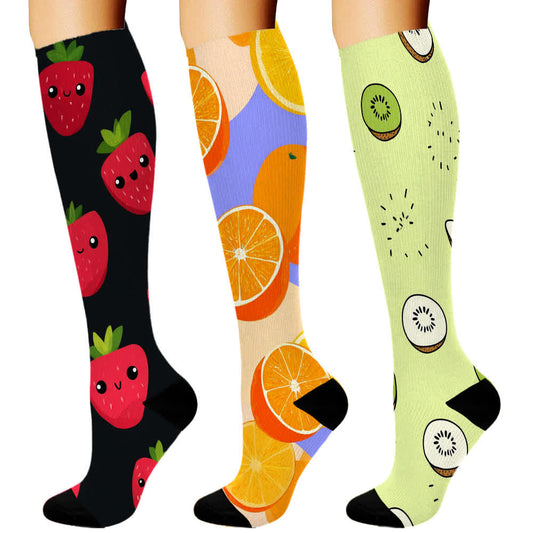 Kniehohe Kompressionsstrümpfe der Fruit Lollipop-Serie (3 Paar) - Orange - S/M - image 1