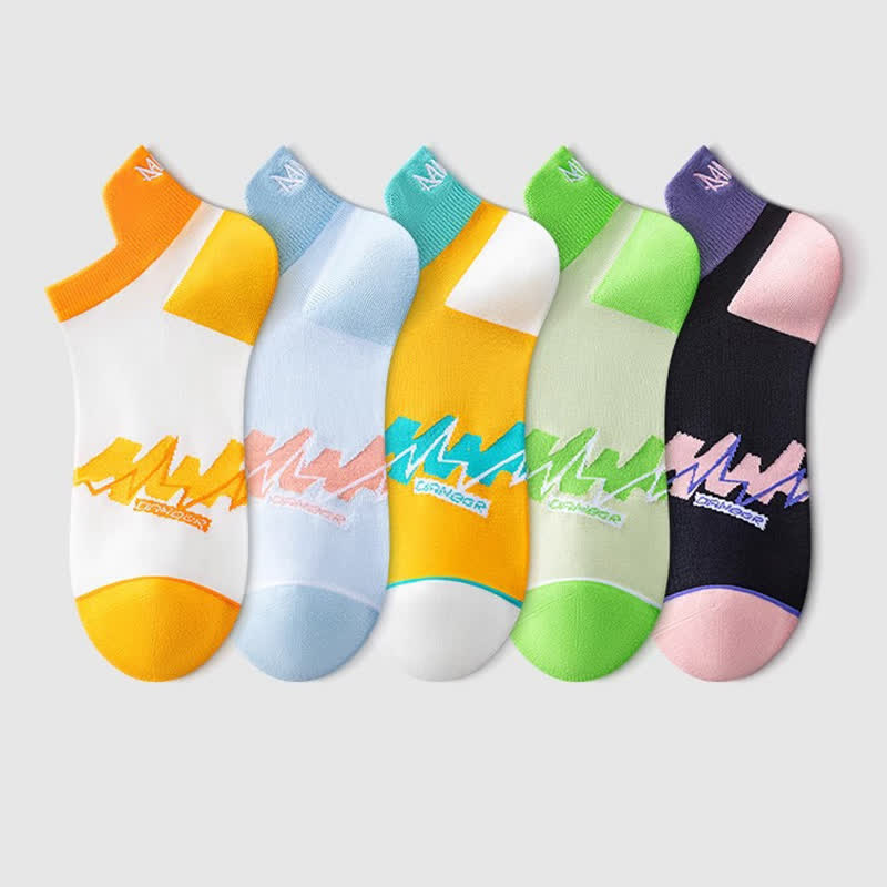 Geometrische Knöchelkompressionssocken aus Baumwolle (5 Paar) - Mehrfarbig - EU36-40 (US3-7) - image 3