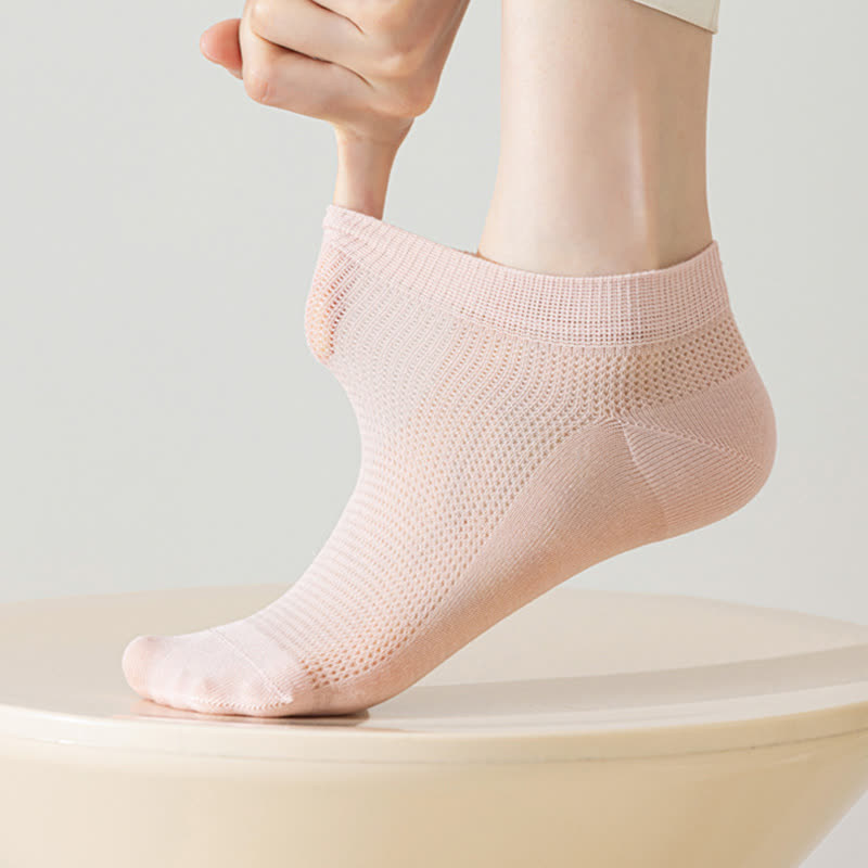 Netzartige, atmungsaktive Knöchelsocken aus Maulbeerseide (5 Paar) - image 6