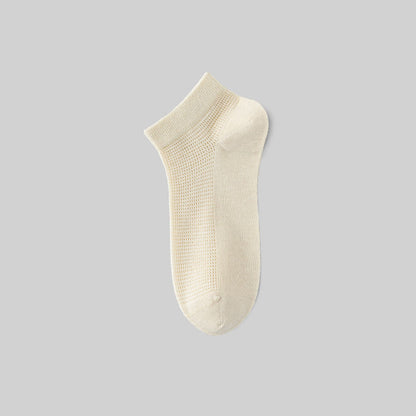 Netzartige, atmungsaktive Knöchelsocken aus Maulbeerseide (5 Paar) - Beige - EU36-40 (US3-7) - image 5