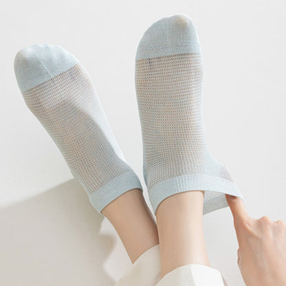 Netzartige, atmungsaktive Knöchelsocken aus Maulbeerseide (5 Paar) - image 10