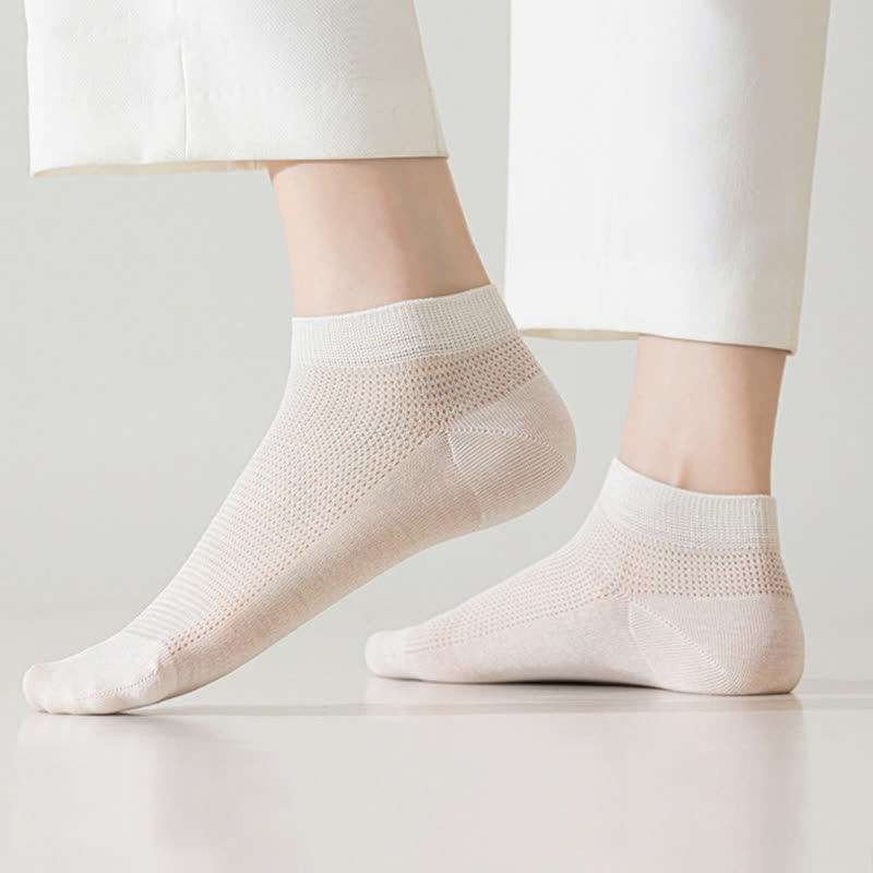 Netzartige, atmungsaktive Knöchelsocken aus Maulbeerseide (5 Paar) - image 2