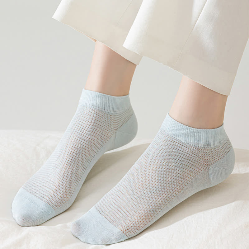 Netzartige, atmungsaktive Knöchelsocken aus Maulbeerseide (5 Paar) - image 9