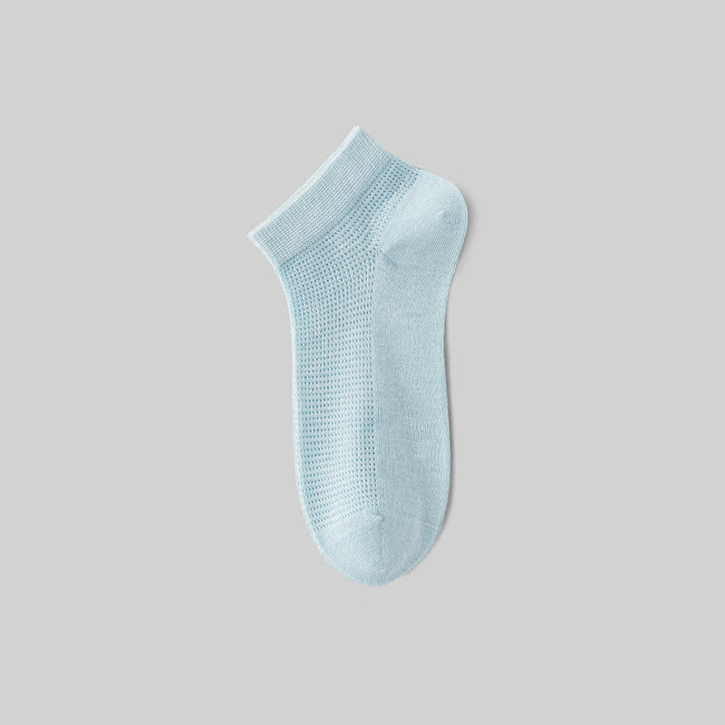 Netzartige, atmungsaktive Knöchelsocken aus Maulbeerseide (5 Paar) - Blau - EU36-40 (US3-7) - image 11