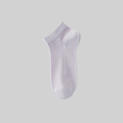 Netzartige, atmungsaktive Knöchelsocken aus Maulbeerseide (5 Paar) - Hellviolett - EU36-40 (US3-7) - image 14