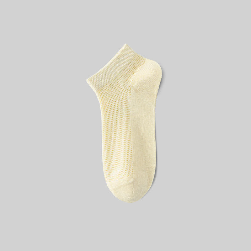 Netzartige, atmungsaktive Knöchelsocken aus Maulbeerseide (5 Paar) - Gelb - EU36-40 (US3-7) - image 8