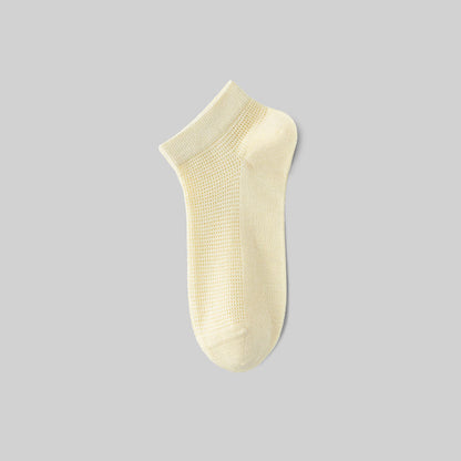 Netzartige, atmungsaktive Knöchelsocken aus Maulbeerseide (5 Paar) - Gelb - EU36-40 (US3-7) - image 8