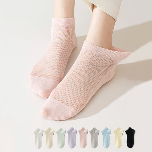 Netzartige, atmungsaktive Knöchelsocken aus Maulbeerseide (5 Paar) - image 0