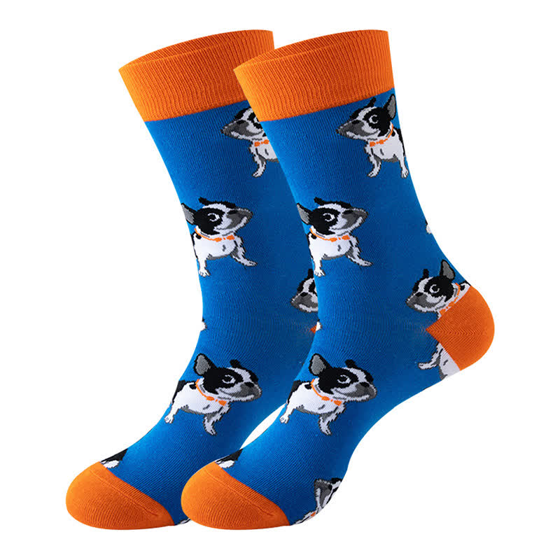 Süße Viertelsocken der Hundeserie (5 Paar) - Blau&Orange - EU36-43 (US3-9) - image 1