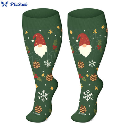 Kompressionsstrümpfe mit Weihnachtswichteln und Vögeln in Übergröße - image 2