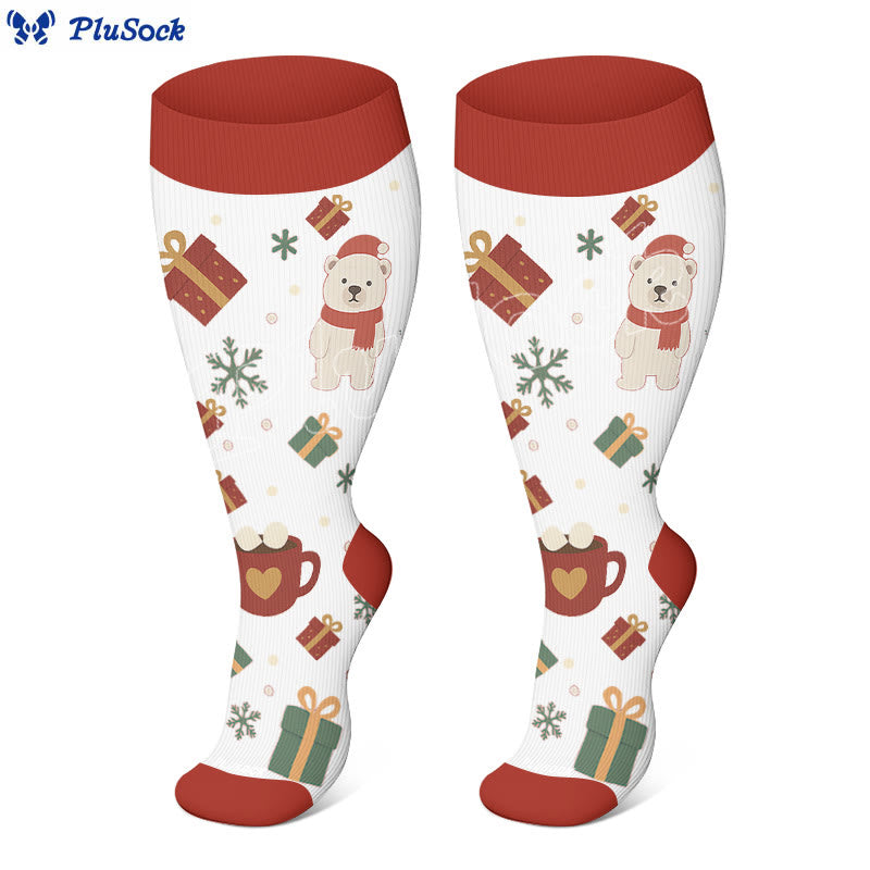 Kompressionsstrümpfe mit Weihnachtswichteln und Vögeln in Übergröße - image 4