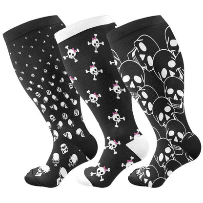 Kompressionsstrümpfe mit lustigem Halloween-Totenkopf-Print in Übergröße - image 2