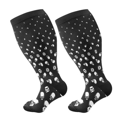 Halloween-Kompressionsstrümpfe mit großem Totenkopf-Print in Übergröße - Schwarz-A - 4XL - image 12