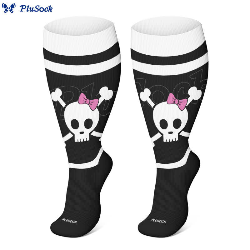 Halloween-Kompressionsstrümpfe mit großem Totenkopf-Print in Übergröße - image 9