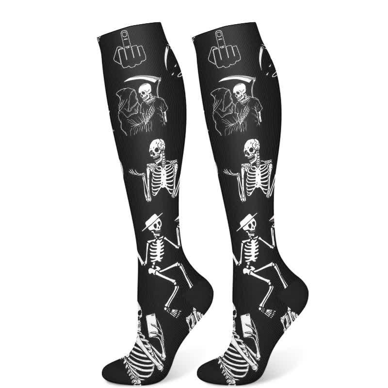 Kompressionsstrümpfe mit Halloween-Totenkopf-Print (3 Paar) - Weiß (1 Paar) - S/M - image 8