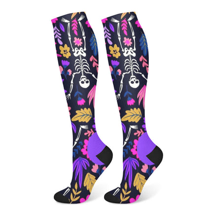 Kompressionsstrümpfe mit Halloween-Totenkopf-Print (3 Paar) - Lila (1 Paar) - S/M - image 7
