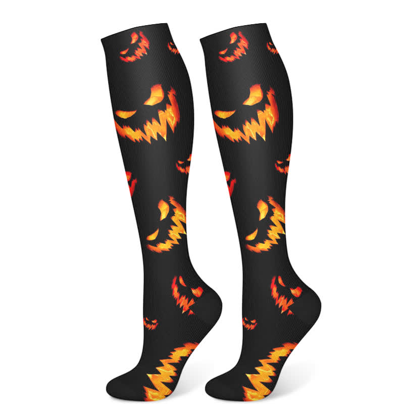 Kompressionsstrümpfe mit Halloween-Totenkopf-Print (3 Paar) - Orange (1 Paar) - S/M - image 6