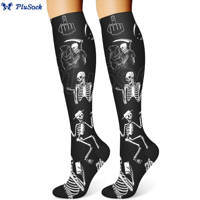 Kompressionsstrümpfe mit Halloween-Totenkopf-Print (3 Paar) - image 4