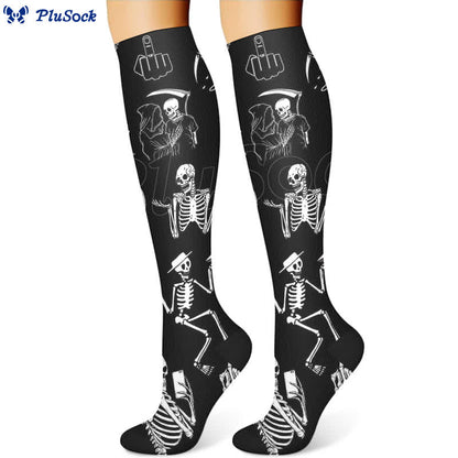 Kompressionsstrümpfe mit Halloween-Totenkopf-Print (3 Paar) - image 4