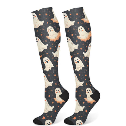 Halloween-Kompressionsstrümpfe mit süßem Geisterkatzen-Aufdruck (3 Paar) - Schwarz (1 Paar) - S/M - image 6