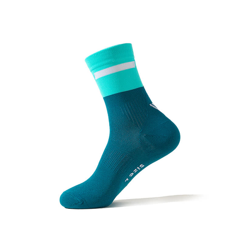 Radsport-Kompressionssocken mit Farbblock-Muster (7 Paar) - Blau - EU39-43 (US6-9) - image 9