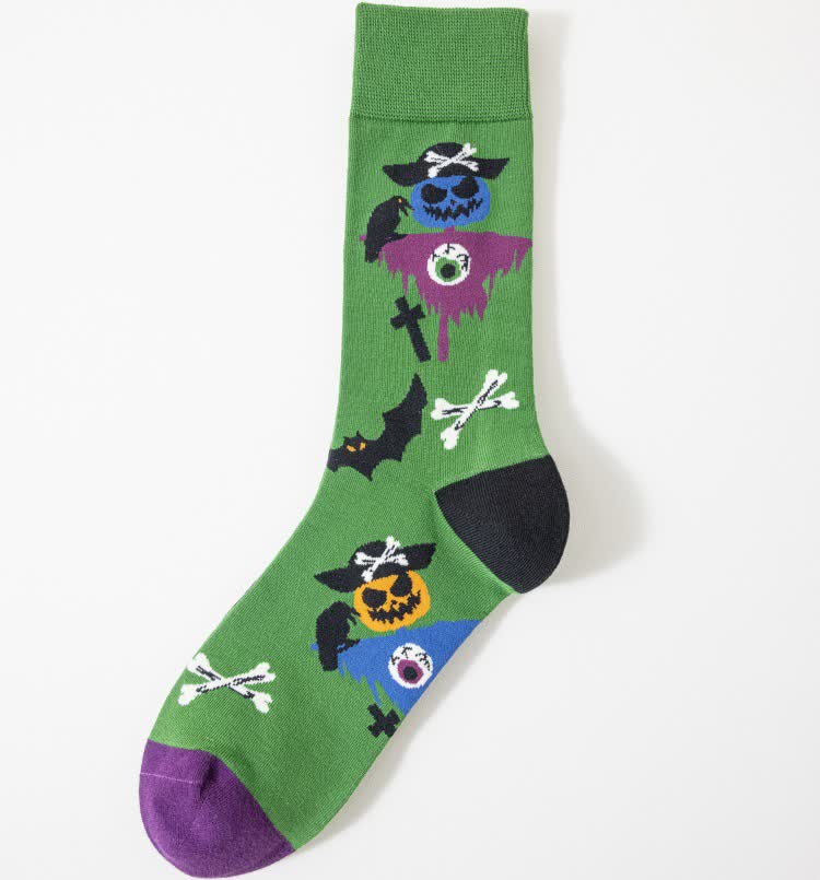 Viertelsocken mit gruseligem Halloween-Print in Übergröße (5 Paar) - Grün - EU41-46 (US7,5-12) - image 7