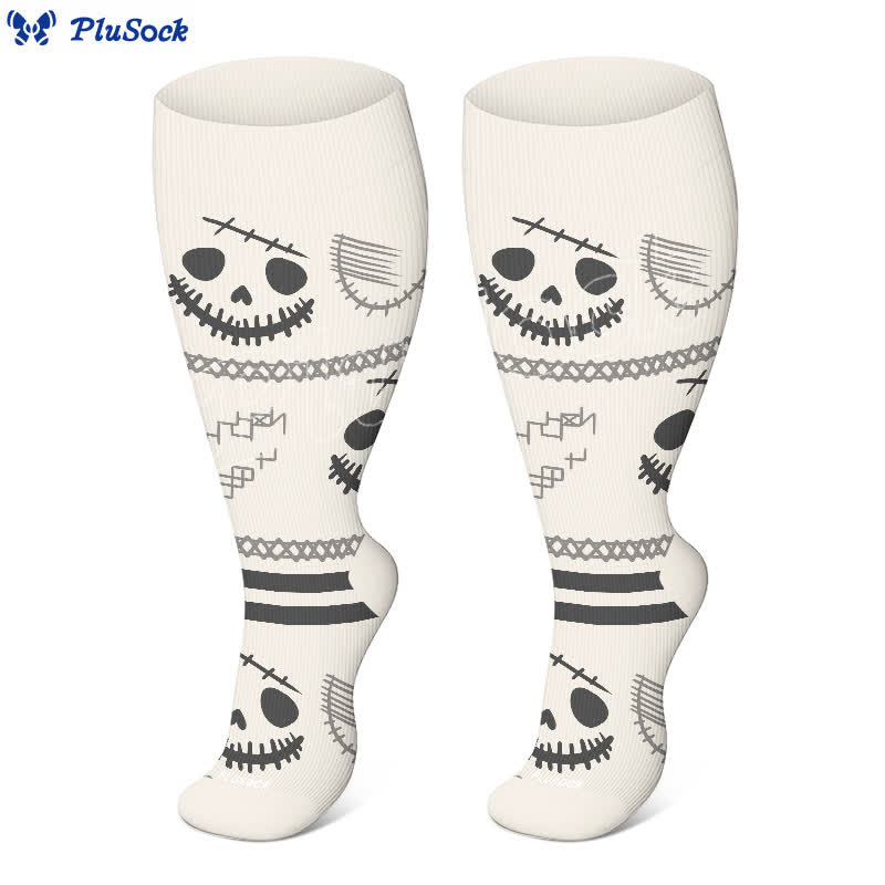 Plus Size Halloween Kompressionsstrümpfe mit niedlichem Fledermaus- und Katzenmuster - image 7
