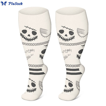 Plus Size Halloween Kompressionsstrümpfe mit niedlichem Fledermaus- und Katzenmuster - image 7