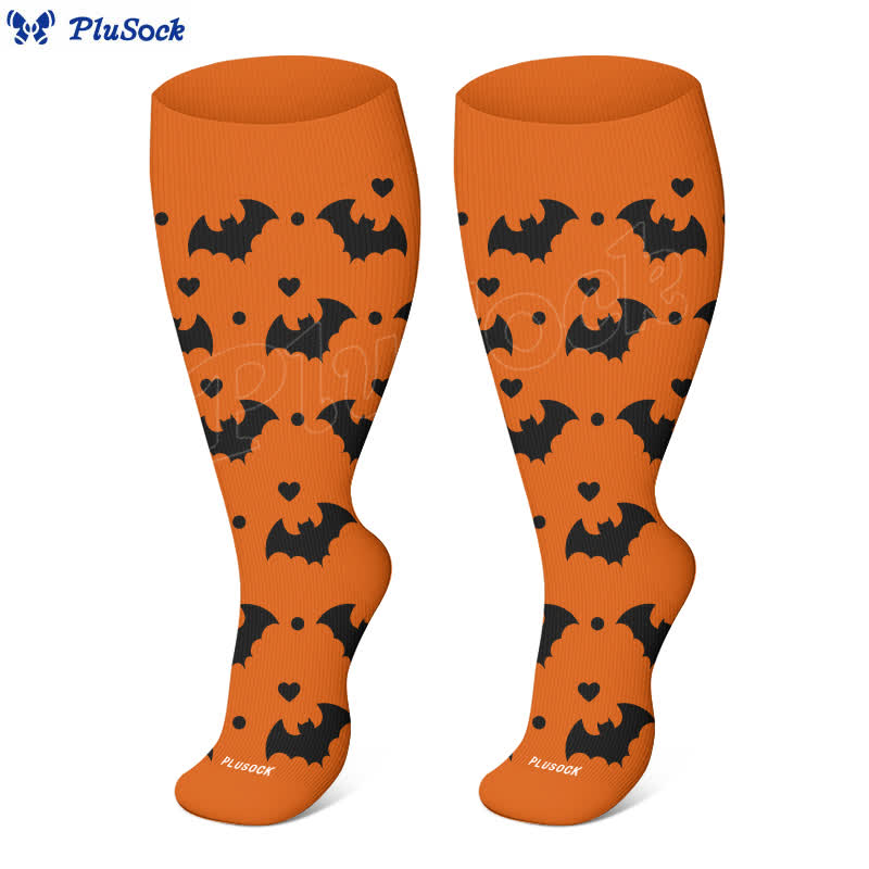 Übergröße, Halloween-Kompressionsstrümpfe mit süßem Fledermaus- und Katzen-Print - image 2