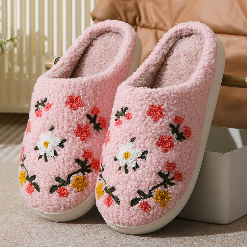Elegante Hausschuhe mit Blumenmuster in Übergröße - Rosa - EU43-44 (US9-10) - image 0