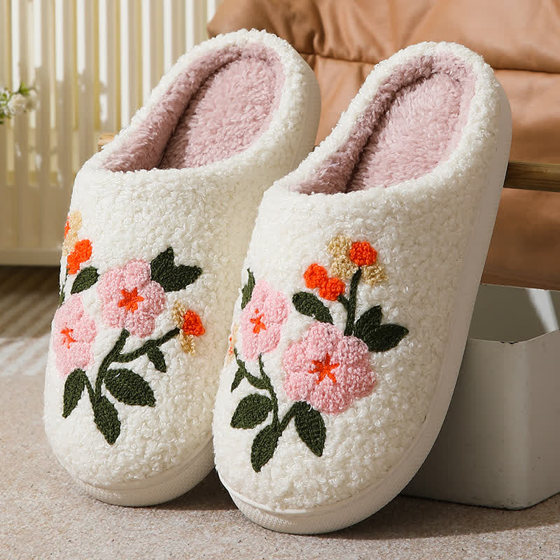 Elegante Hausschuhe mit Blumenmuster in Übergröße - Weiß-B - EU43-44 (US9-10) - image 3