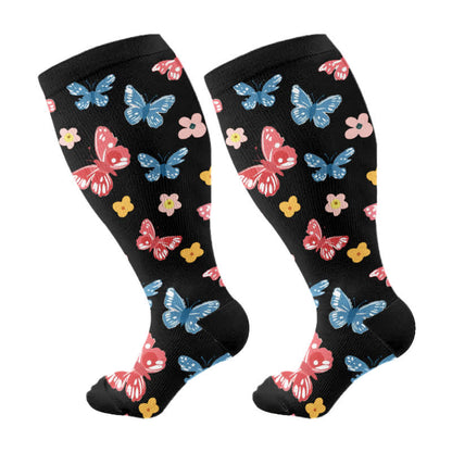 Kompressionsstrümpfe der Butterfly Flower-Serie in Übergröße (3 Paar) - Schwarz (1 Paar) - 4XL - image 7