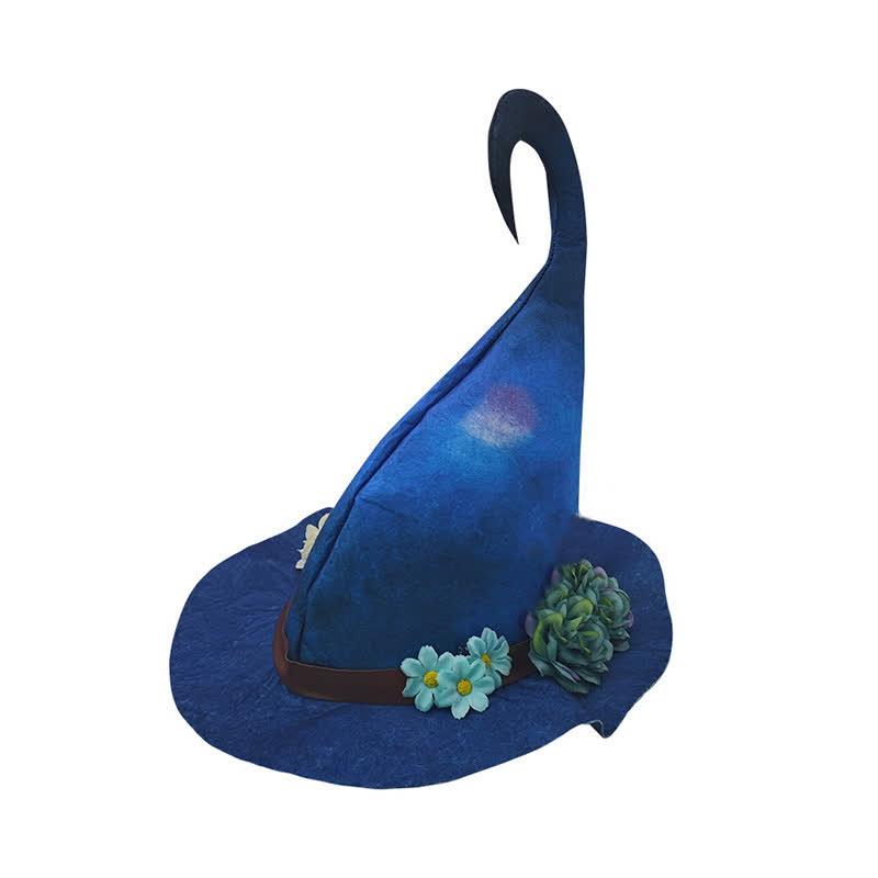 Halloween Hexenhut mit Blumenmuster in Blau - image 5