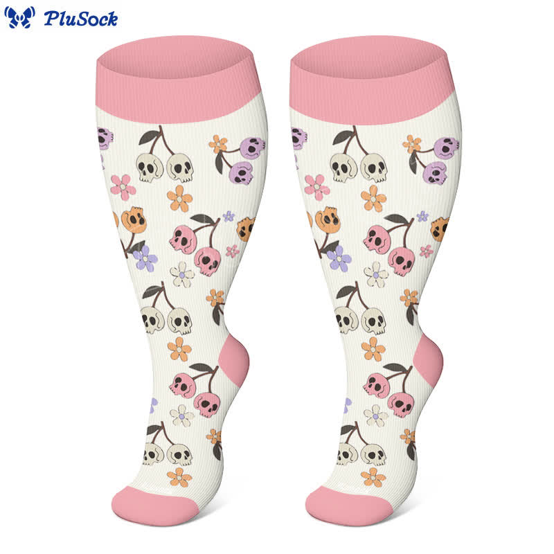 Plus Size Halloween Floral Skull Series Kompressionsstrümpfe - image 9