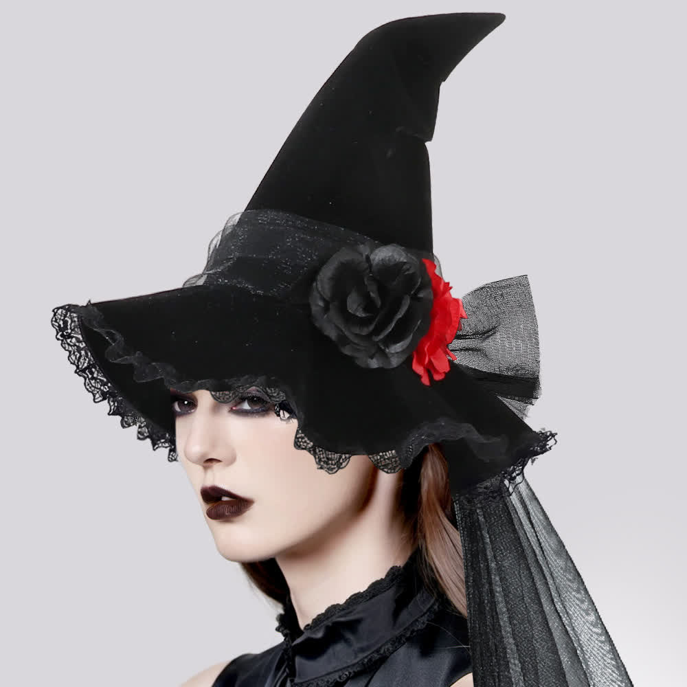 Halloween Hexenhut aus künstlichen Blumen - image 3