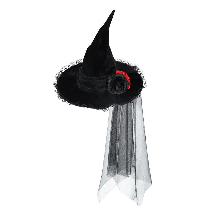 Halloween Hexenhut aus künstlichen Blumen - Schwarz - Einheitsgröße - image 3