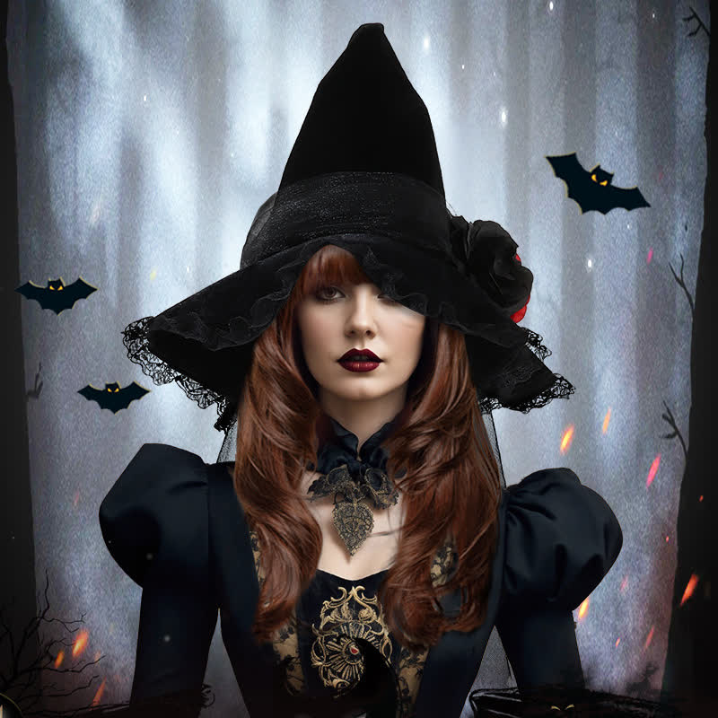 Halloween Hexenhut aus künstlichen Blumen - image 0